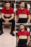 LCST REGULAR FIT TRICOLOR OVERSIZED LOGO POLO T-SHIRT