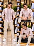 RLP CLASSIC FIT STRIPED LINEN CASUAL STRIPE SHIRTS
