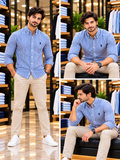 RLP CUSTOM FIT BENGAL STRIPED LINEN CASUAL STRIPE SHIRTS