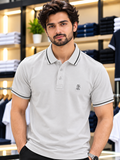 BRNLO CNELLI TIPPED COLLAR CREST EMBROIDERED POLO T-SHIRT