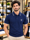 HKT LONDON HERITAGE CREST TIPPED NAVY POLO T-SHIRT