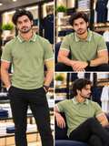 LEWE TIPPED COLLAR MONOGRAM EMBROIDERED POLO T-SHIRT