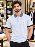 HKT LONDON STRIPED COLLAR EMBROIDERED POLO T-SHIRT