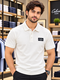 C-K SCRIPT LOGO PATCH PIQUÉ POLO T-SHIRT