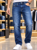 USP A REGULAR FIT MEDIUM STONE WASH BLUE JEANS