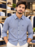 USP A REGULAR FIT VERTICAL STRIPED CASUAL OG SHIRT
