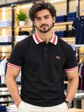 LCST STRIPED COLLAR CROCODILE LOGO POLO T-SHIRT