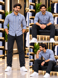 USP A DENIM CO. REGULAR FIT TEXTURED STRIPED CASUAL OG SHIRT
