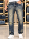 VRSC COUTURE STRAIGHT FIT TINTED VINTAGE WASH EMBROIDERED JEANS
