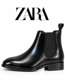 Zara Men’s Black Leather Chelsea Ankle Boots