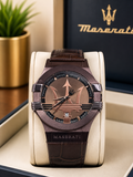 Maserati Brown Leather Strap original Watch