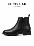 CHRISTIAN Sophisticated Smooth Leather Side-Zip Boots