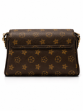 L-V MONOGRAM SHOULDER BAG IN BROWN AND TAN PRINT WITH TURN-LOCK LADIES SLING BAG