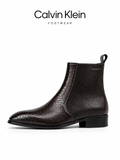 C-K Textured Leather Zip Dress Boots