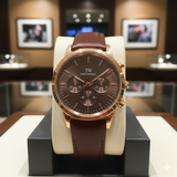 DW QUARTZ CHRONO LEATHER STRAP WATCH