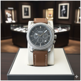 FOSL CHRONO LEATHER STRAP WATCH