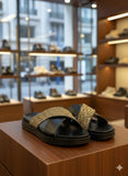 Dior Oblique Black and Beige Criss-Cross Men’s Slides