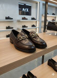 A-X TEXTURE FRONT BUCKLE LOAFERS