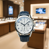 TAF HUER CHRONO LEATHER STRAP WATCH