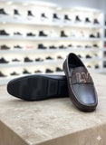 LV Black Pebbled Leather Men’s Driving Loafers