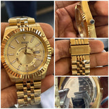 GUESS Continental Gold-Tone Day-Date Metal strap WATCH