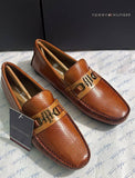 Tommy hilfiger Refined Tan Woven-Leather Horsebit Loafers