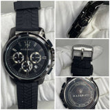 Maserati Traguardo 45mm Chronograph – Black Dial with Black Silicone Strap watch