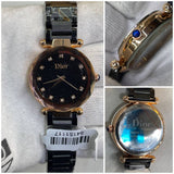 Dior Black Faceted Ceramic Watch with Glitter Sunray Dial ladies watch
