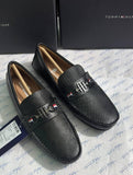 Tommy hilfiger Sophisticated Black Textured Leather Horsebit Loafers