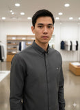 C-K GREY PINSTRIPE BUTTON-DOWN COLLAR SHIRT