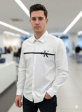 C-K MEN'S WHITE SHIRT WITH BOLD LOGO GRAPHIC