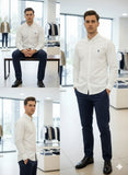 RLP CLASSIC WHITE BUTTON-DOWN LINEN PLAIN SHIRT