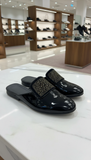 Black Embellished Patent Leather Mules loafers