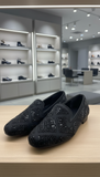 HAND MADE Black Embellished with Geometric Beading PARTY WEAR LOAFERS