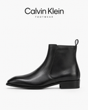 C-K Sleek Leather Zip-Up Chelsea Dress Boots