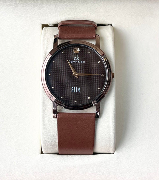 C-K LEATHER STRAP WATCH