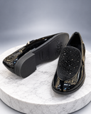 Blue Hills Black Patent Embellished Loafers  Product Description