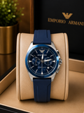 Emporio Armani Chronograph Silver Dial Two-Tone Men's silicon strap Watch