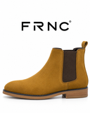 FRNC Men’s Mustard Brown Suede Chelsea Ankle Boots