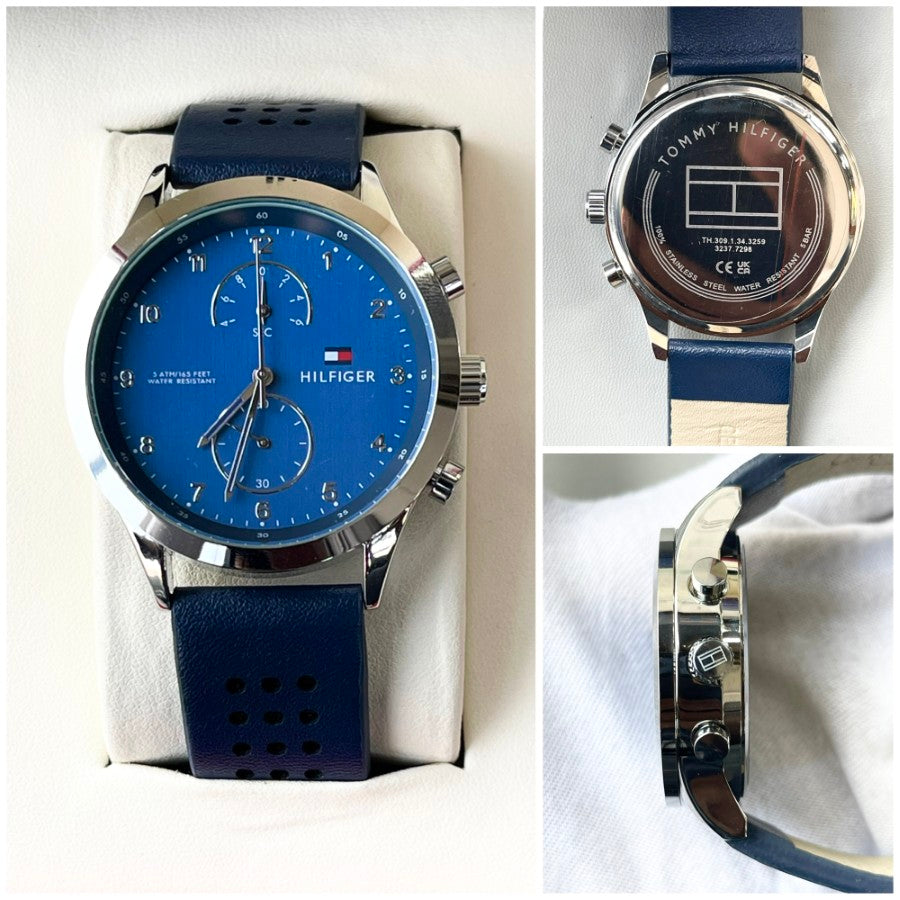 TOMY HLFGR LEATHER WATCH