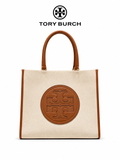 TRY BURCH ELLA IN CANVAS AND LEATHER TOTE LADIES BAG