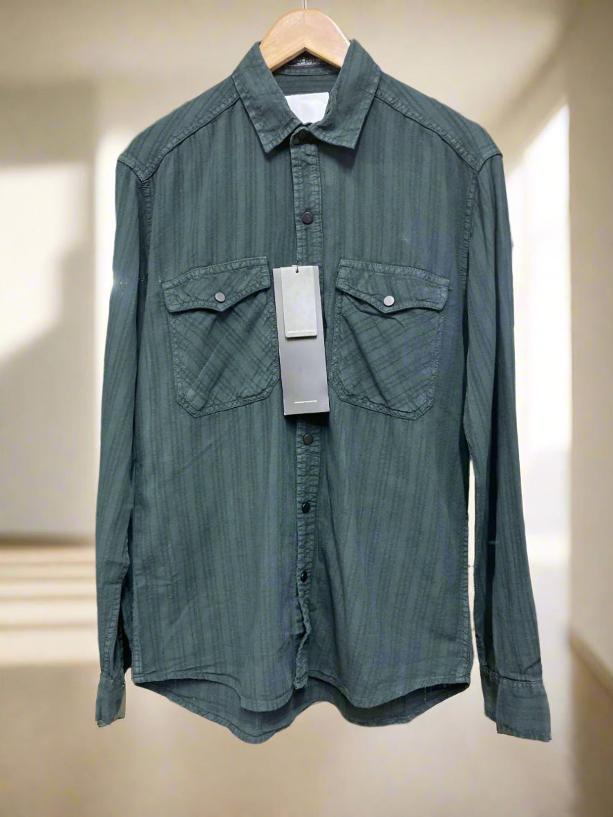 A-X DENIM DOUBLE POCKET BACK PRINTED SHIRT