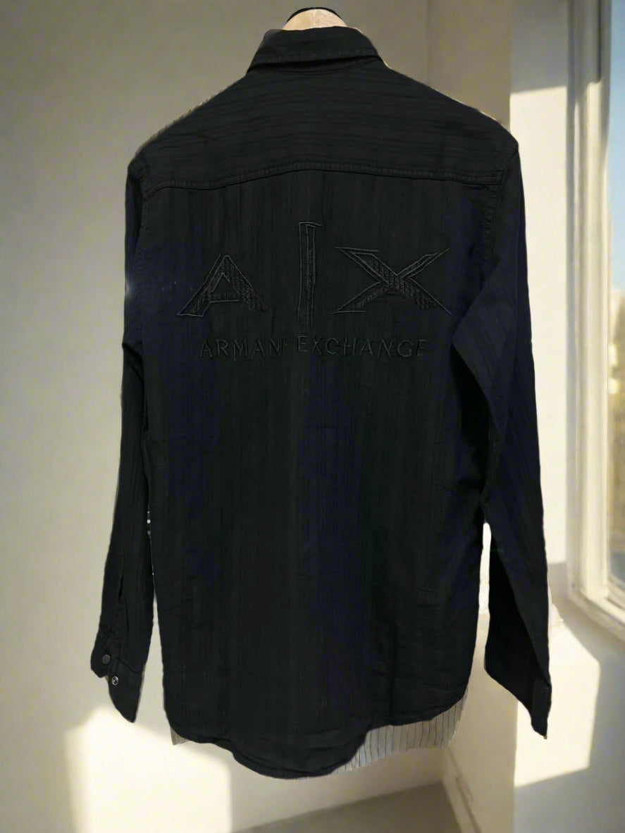 A-X DENIM DOUBLE POCKET BACK PRINTED SHIRT