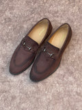 SAN BLUE SUEDE FRONT BUCKLE LOAFERS
