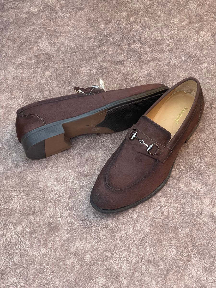 SAN BLUE SUEDE FRONT BUCKLE LOAFERS