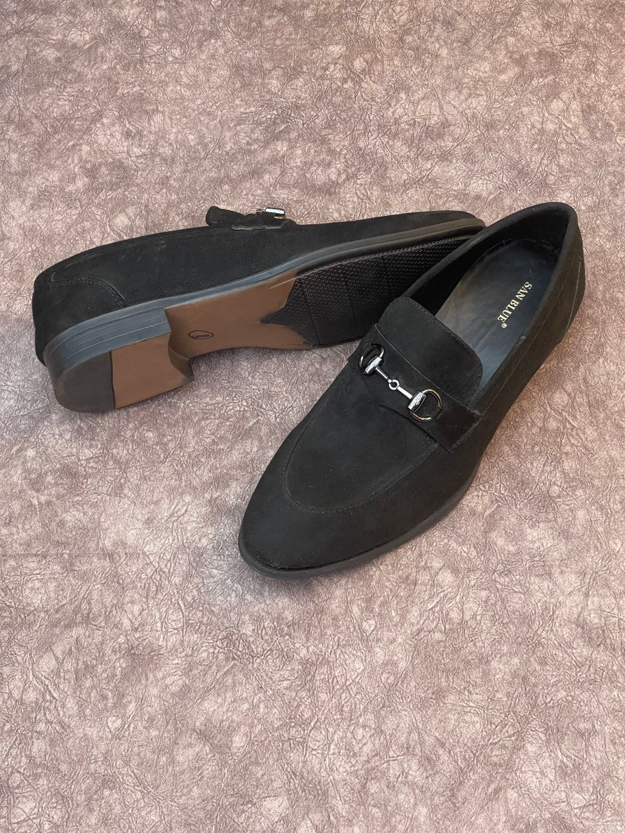 SAN BLUE SUEDE FRONT BUCKLE LOAFERS