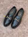 A-X  TEXTURE FRONT BUCKLE LOAFERS