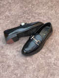 A-X  TEXTURE FRONT BUCKLE LOAFERS