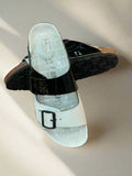 BRKN ARIZONA B&W LEATHER SLIPPER