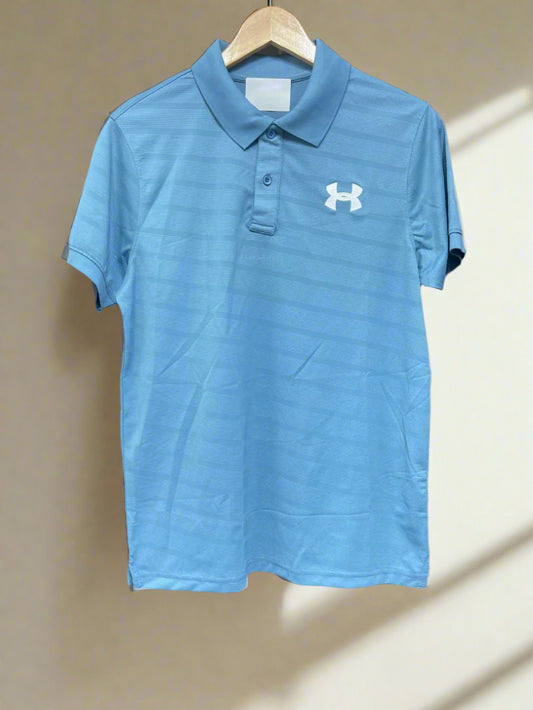 U/A SELF DESG STRIPES POLO DRIFIT T-SHIRT